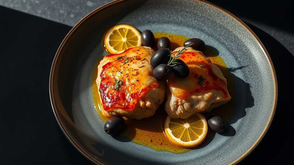Chicken Thighs with Preserved Lemon and Olives - main dish recipe