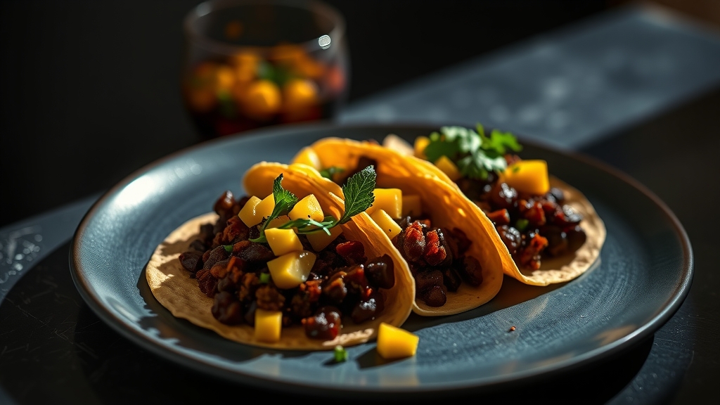 Crispy Black Bean Tacos with Mango Salsa - main dish recipe