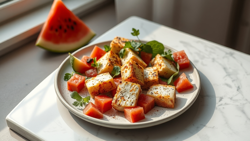 Crispy Halloumi and Watermelon Salad - salads recipe