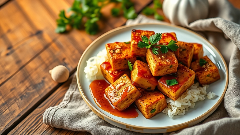 Crispy Sesame Tofu with Chili Garlic Sauce - main dish recipe