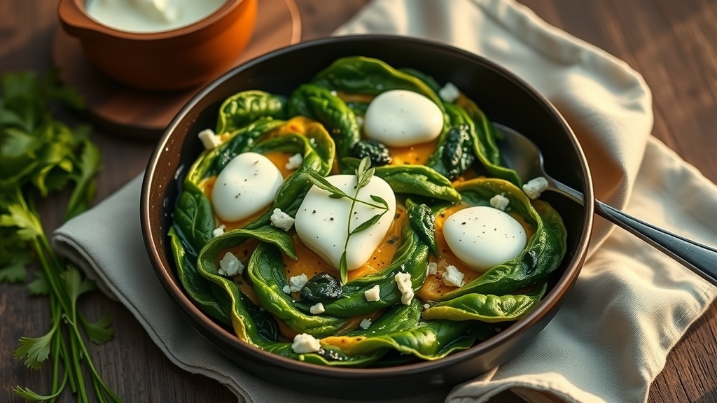 Green Shakshuka with Spinach and Feta - breakfast recipe