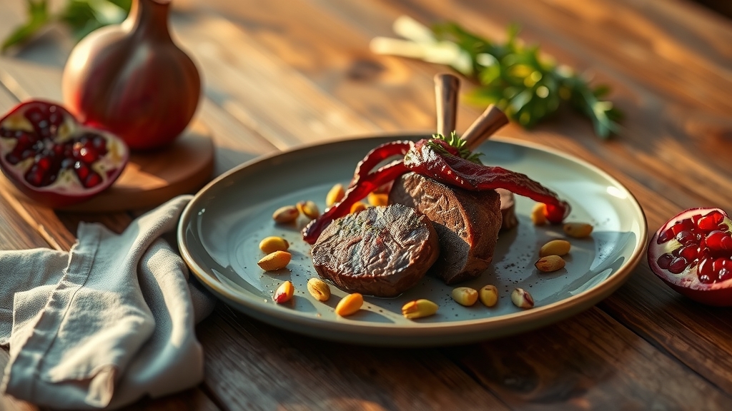 Lamb Shoulder with Pomegranate and Pistachios - main dish recipe