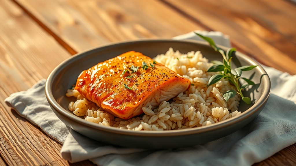 Miso Butter Salmon with Crispy Rice - main dish recipe
