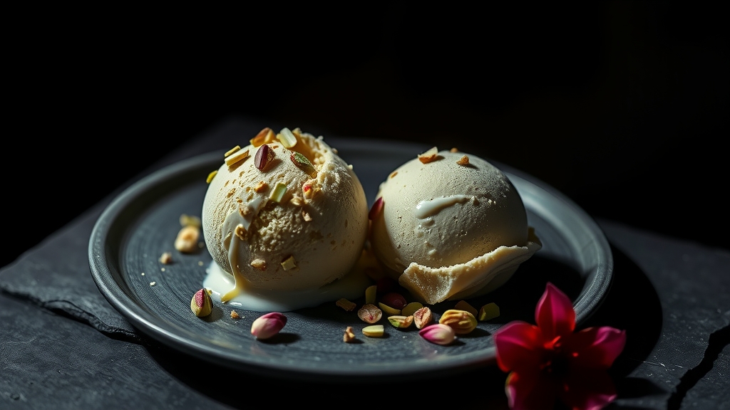 Pistachio and Rose Water Ice Cream - desserts recipe