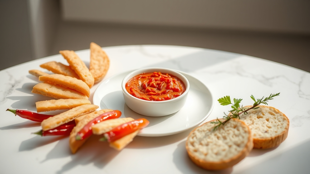 Roasted Red Pepper and Walnut Dip Mezze Plate - main dish recipe