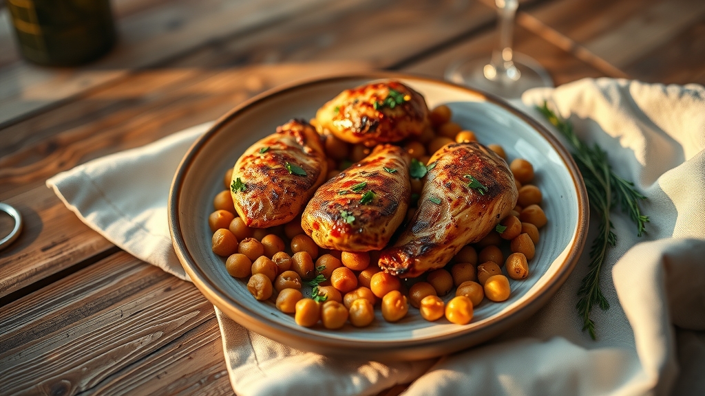 Sheet Pan Harissa Chicken with Chickpeas - main dish recipe