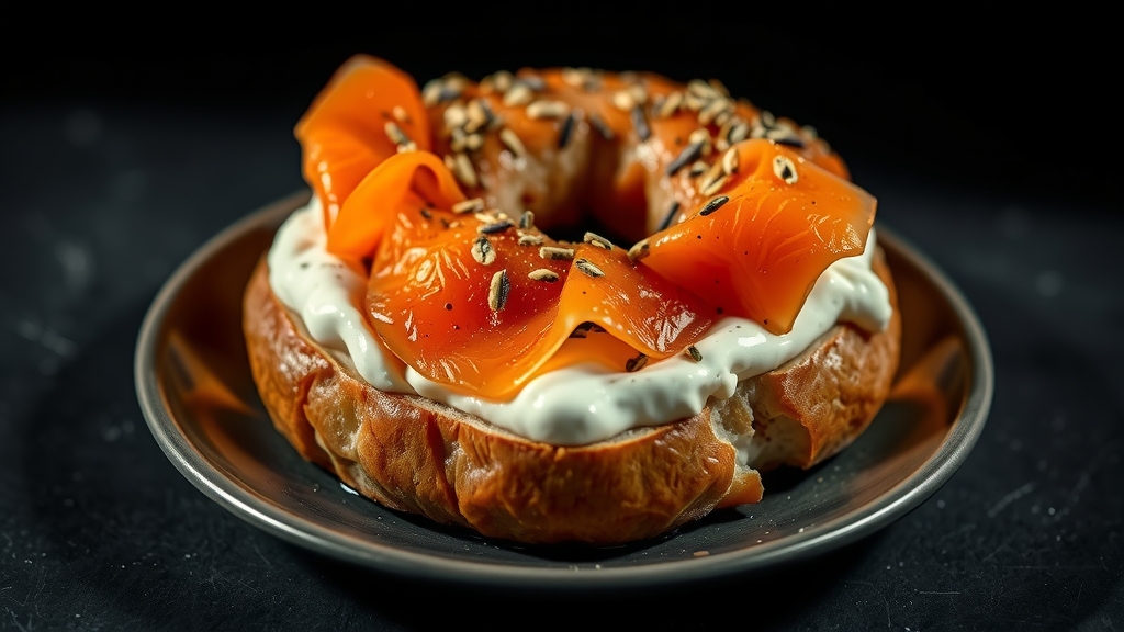 Smoked Salmon Bagel with Everything Cream Cheese - main dish recipe