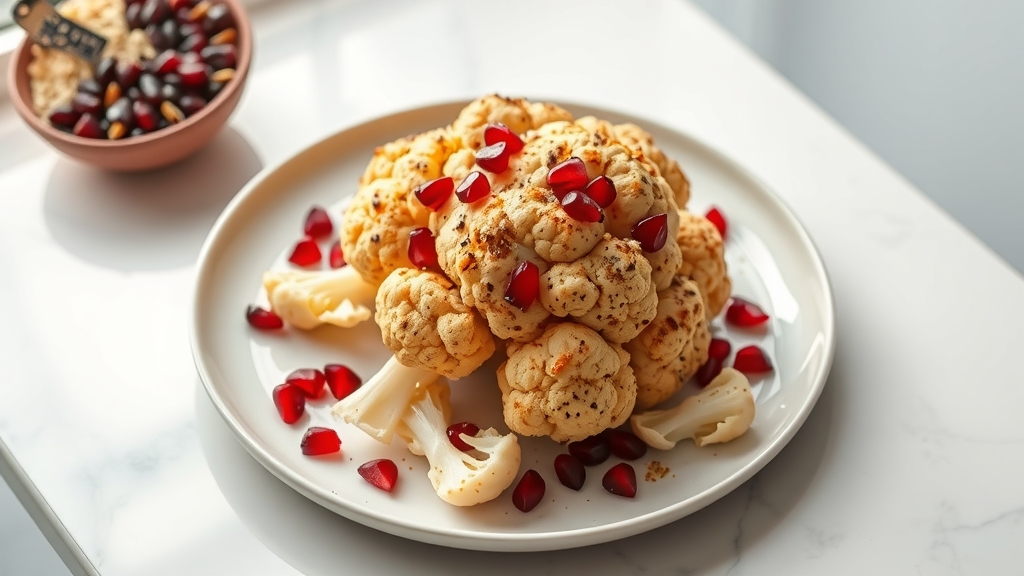 Whole Roasted Cauliflower with Tahini and Pomegranate - main dish recipe